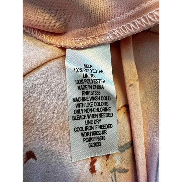 NWT Socialite Pink Floral Flutter Sleeve Ruffle V Wrap Front Hi-Lo Dress SZ M - Picture 9 of 9